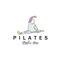 pilates zittend pose logo pictogram symbool een kalmerende yoga-oefening die het hele lichaam beweegt vector