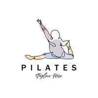 pilates zittend pose logo pictogram symbool een kalmerende yoga-oefening die het hele lichaam beweegt vector