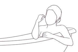 vrouw nemen een bad. verfrissend concept. hand- getrokken vector illustratie