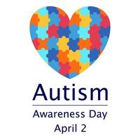 illustratie voor wereld autisme bewustzijn dag. hart met een puzzel spandoek. mentaal spectrum aandoeningen, Gezondheid, vector