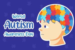 illustratie voor wereld autisme bewustzijn dag. hart met een puzzel spandoek. mentaal spectrum aandoeningen, Gezondheid, vector