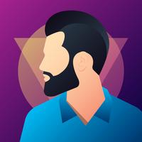 Hipster Man silhouet met snor en baard illustratie