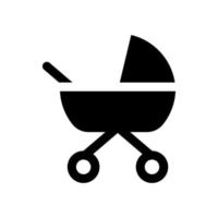 baby wandelwagen icoon. zwart vervoer met kap voor kind met klassiek beschermend ontwerp en comfortabel vector wieg