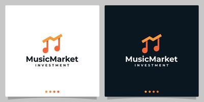 musical Notitie logo vector met financieel investering analytisch logo ontwerp sjabloon. vector premie