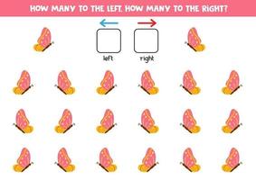 hoeveel vlinders vliegen er naar links en hoeveel naar rechts. vector