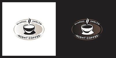 koffie met maan en sterren. avond koffie, koffie cafe logo illustratie ontwerp sjabloon. premie vector