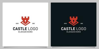 kasteel gebouw vector icoon logo ontwerp met sleutelgat, veiligheid logo premie vector