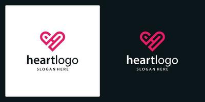 hart liefde vector symbool met initialen brief h. Valentijnsdag dag logo. abstract lijn Gezondheid logo icoon ontwerp.