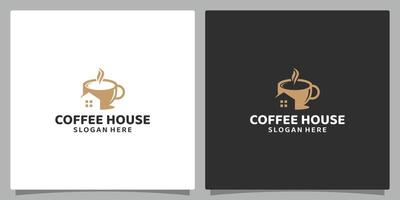 kop koffie logo ontwerp sjabloon met huis gebouw ontwerp logo . premie vector