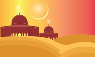 Ramadan kareem, moskee, maan en sterren beweging grafisch. gemakkelijk moslim achtergrond vector