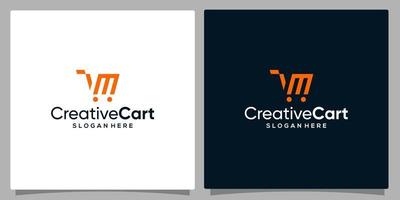 sjabloon ontwerp icoon logo vector boodschappen doen kar met symbool eerste brief m. premie vector