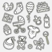 reeks van tekening stickers voor baby douche. vector