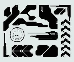 hud futuristische kader grens spel swag elementen pak paneel cyber sciencefiction, icoon symbool cyberpunk koppel bewerkbare vector