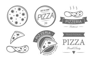 pizza pictogrammen en emblemen vector