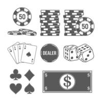 set poker- en casino-elementen vector