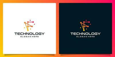 creatief logo eerste brief f abstract met technologie stijl en helling kleur. premie vector