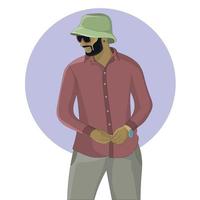 vlak ontwerp van een knap Mens vervelend een hoed, polshorloge en zonnebril vector