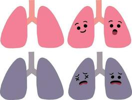 schattig menselijk orgaan long medisch anatomie tekenfilm karakter vector