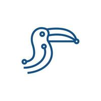 toekan vogel technologie lijn modern logo vector