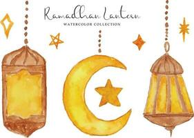 elegant Ramadan lantaarn waterverf verzameling vector