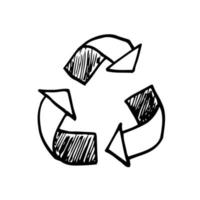 vecor recycle teken lijn tekening. ecologie symbool. vlak vector tekenfilm illustratie. voorwerpen geïsoleerd Aan een wit achtergrond.wereld milieu dag poster.