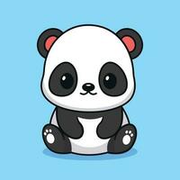 schattig kawaii baby panda zittend tekenfilm karakter vector icoon illustratie. kinderen illustratie dier natuur concept. vlak tekenfilm stijl