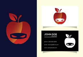 Ninja appel logo teken symbool vector ontwerp sjabloon