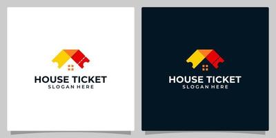 ticket logo ontwerp met huis gebouw icoon vector echt landgoed ontwerp sjabloon. premie vector