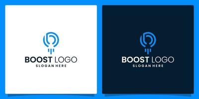 initialen brief b logo met cirkel en boost logo. lancering logo grafisch ontwerp vector illustratie. symbool, icoon, creatief