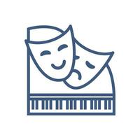 vector kunst en vermaak icoon geïsoleerd Aan de wit achtergrond. komedie, tragedie theater maskers, en piano. logo concept