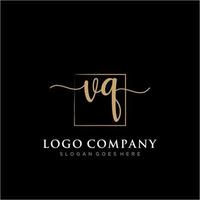 eerste vq vrouwelijk logo collecties sjabloon. handschrift logo van eerste handtekening, bruiloft, mode, juwelen, boetiek, bloemen en botanisch met creatief sjabloon voor ieder bedrijf of bedrijf. vector