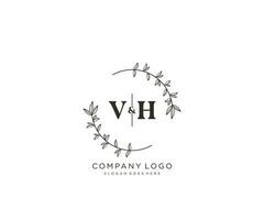 eerste vh brieven mooi bloemen vrouwelijk bewerkbare premade monoline logo geschikt voor spa salon huid haar- schoonheid winkel en kunstmatig bedrijf. vector