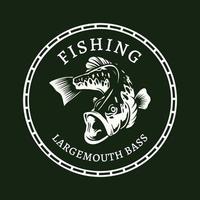 Largemouth bas visvangst logo ontwerp vector