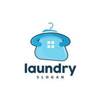 wasserij logo, schoonmaak het wassen vector, wasserij icoon met het wassen machine, kleren en schuim bubbel, illustratie symbool ontwerp sjabloon vector
