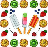 fruit, bessen en ijs room vector