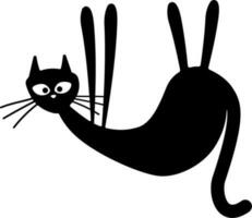 een silhouet van een kat in een heel vereenvoudigd kinderen stijl. vector. vector