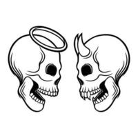 schedel engel en schedel duivel geïsoleerd vector