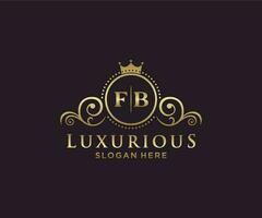 eerste fb brief Koninklijk luxe logo sjabloon in vector kunst voor restaurant, royalty, boetiek, cafe, hotel, heraldisch, sieraden, mode en andere vector illustratie.