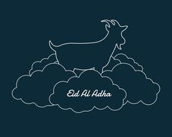 eid al adha wolk geit lijn kunst vector