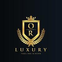 of brief eerste met Koninklijk luxe logo sjabloon vector