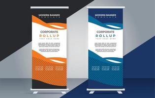 modern rollen omhoog banier ontwerp sjabloon. folder. Trekken omhoog. presentatie. brochure. poster. advertentie. vector