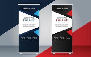 modern rollen omhoog banier ontwerp sjabloon. folder. Trekken omhoog. presentatie. brochure. poster. advertentie. vector