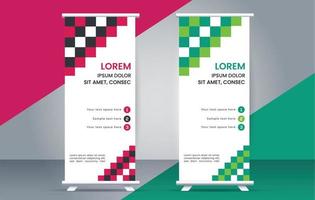 modern rollen omhoog banier ontwerp sjabloon. folder. Trekken omhoog. presentatie. brochure. poster. advertentie. vector