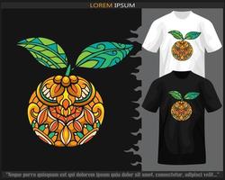 kleurrijk oranje fruit mandala kunsten geïsoleerd Aan zwart en wit t shirt. vector