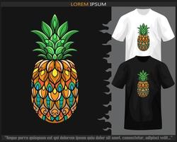kleurrijk ananas fruit mandala kunsten geïsoleerd Aan zwart en wit t shirt. vector