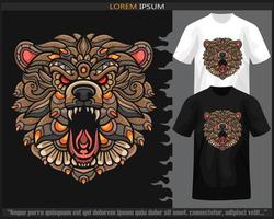 kleurrijk grizzly beer hoofd mandala kunsten geïsoleerd Aan zwart en wit t shirt. vector