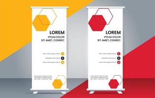 modern rollen omhoog banier ontwerp sjabloon. folder. Trekken omhoog. presentatie. brochure. poster. advertentie. vector