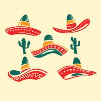 Vlakke illustratie Traditionele Mexicaanse breedgerande Sombrero hoed vector