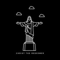 Christus de Verlosser illustratie. Brazilië historisch monument gebouw. schets icoon vector ontwerp