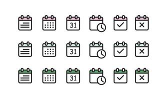 kalender icon set geïsoleerde vector pack, eenvoudige illustratie gemaakt met isometrische rasters